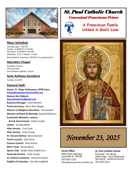 November 23, 2025 Sunday Bulletin