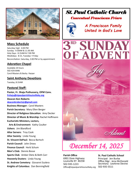 December 14, 2025 Sunday Bulletin