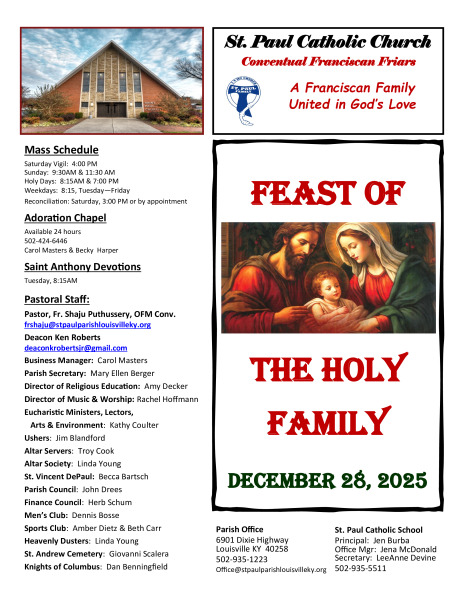December 28, 2025 Sunday Bulletin