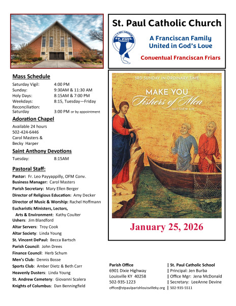 2026 - January 25 Sunday Bulletin