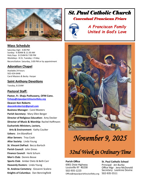 November 9, 2025 Sunday Bulletin