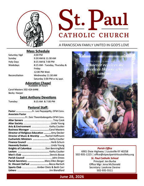 2026 - June 28 Sunday Bulletin