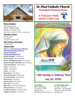 July 20, 2025 Sunday Bulletin