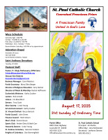 August 17, 2025 Sunday Bulletin