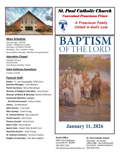 2026 - Jan 11 Sunday Bulletin