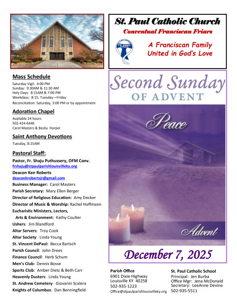 December 7, 2025 Sunday Bulletin