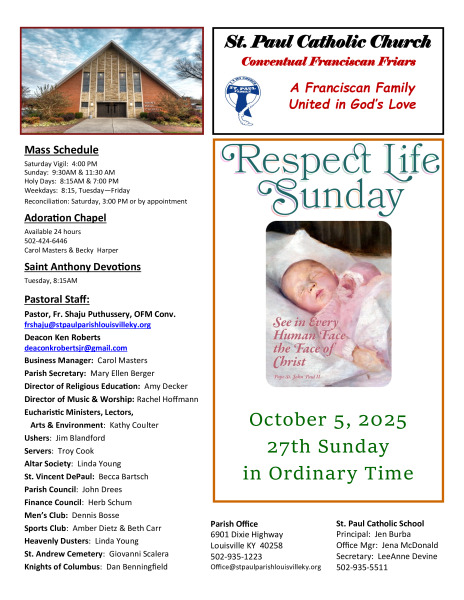 October 5, 2025 Sunday Bulletin