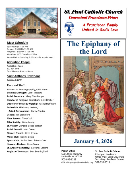 2026 - January 4 Sunday Bulletin