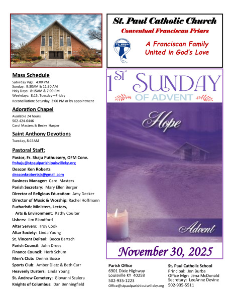 November 30, 2025 Sunday Bulletin