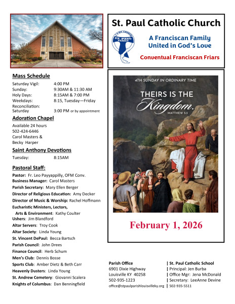 2026 - February 1 Sunday Bulletin