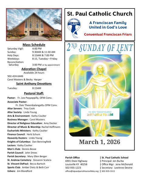 2026 - March 1 Sunday Bulletin