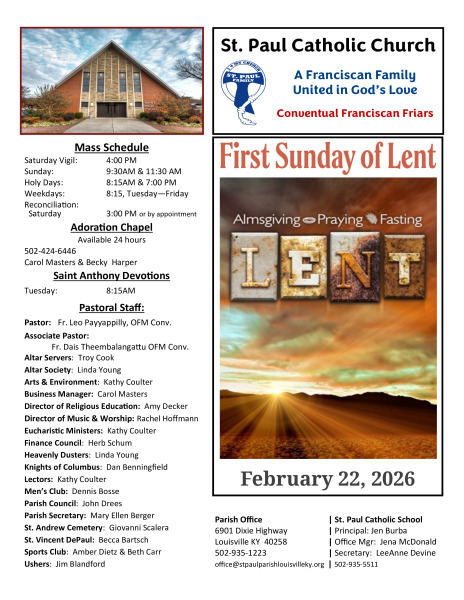 2026 - February 22 Sunday Bulletin
