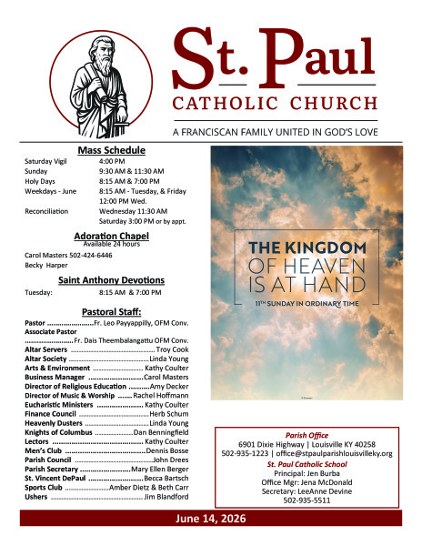 2026 - June 14 Sunday Bulletin