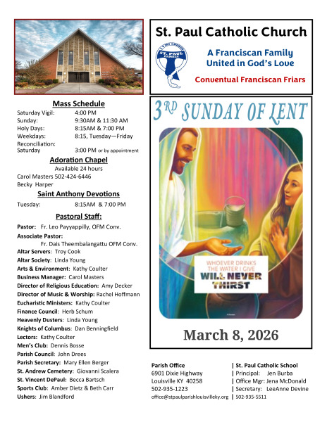 2026 - March 8 Sunday Bulletin