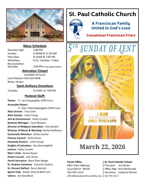 2026 - March 22 Sunday Bulletin