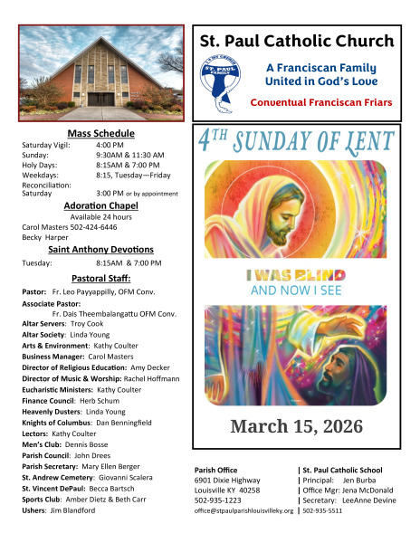 2026 - March 15 Sunday Bulletin