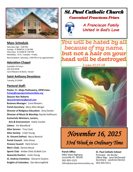 November 16, 2025 Sunday Bulletin
